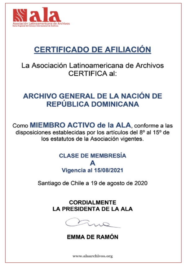Asociación Latinoamericana de Archivos renueva membresía al Archivo General de la Nación